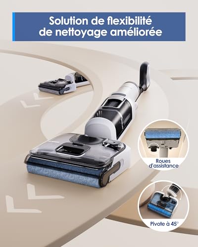Tineco Floor One Stretch S6 Vacuum Cleaner, Powerful Intelligent Wet and Dry Vacuum Cleaner, Flat 180°, Two-Edge Cleaning, Flashdry Self-Cleaning at 70°C in 5 Min, 40 Min Autonomy