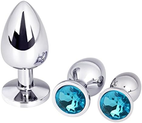 FORYONS 3 Pcs/Set Smooth 3D J-e-w-e-l-r-y Bútˉţs Pluĝs Anales Trainer Male,Waterproof Buttpluģ FE90 (Blue)
