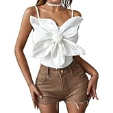 Wayolyn Y2k 3D Flower Top Crop Open Back Sexy Tops Going Out Sexy Black Sleeveless Tank Floral Roses Crop Corset