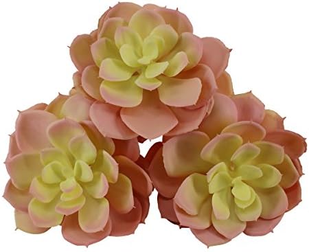 Greatflower Pack of 3 Pink Single Artificial Succulent 4" Diameter for Garden or Home Decoration