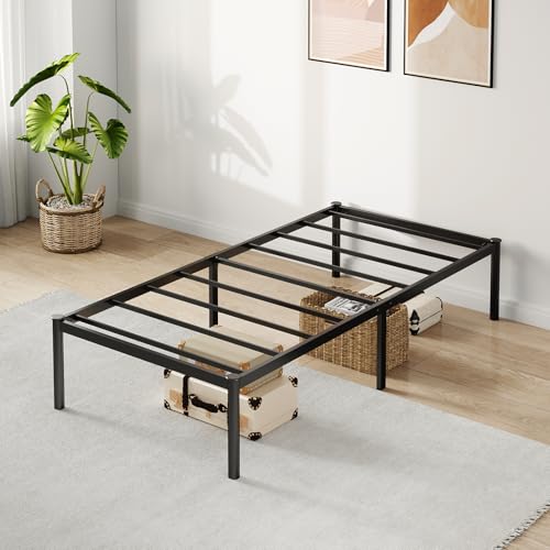 Estrutura De Cama De Metal, Não Precisa de Box Spring,Com Espaço De Armazenamen Cor Preto (TWIN)