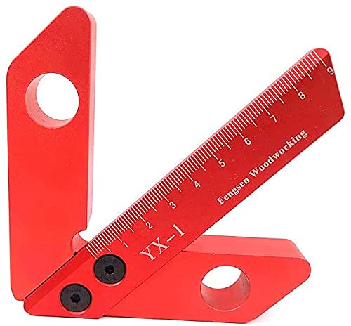 Namvo Center Finder, Woodworking Center Scribe Square Center Scribe,45/90 Degree Right Angle Line Gauge Carpenter Ruler,Woodwork Measuring Tool Red, YX-1