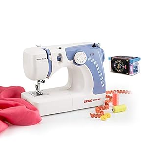 Usha Janome Dream Stitch Automatic Zig-Zag Electric Sewing Machine with 14 Stitch Function (White and Blue) with Free…