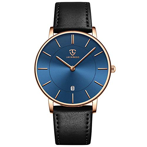 BEN NEVIS Watch, Mens Watch, Minimalist Fashion Simple Wrist Watch Analog Date with Leather Strap, 09-MatteBlackBlue, minimalist — image 1