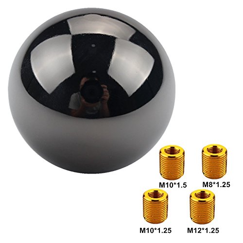 Dewhel JDM Gun-Black Nickel Round Shift Knob For Both Manual or Automatic Fit Acura Honda Mazda Nissan Toyota 5-Speed 6-Speed