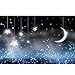 Moon Stars Backdrop for Photography 7x5ft Vinyl Moon Twinkle Little Star in Night Sky Fairytale Background for Kids Birthday Party Banner Decoration Booth Props