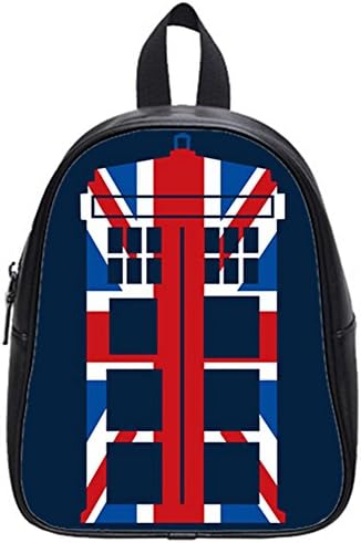 High-Grade PU Leather Backpack Shool Bag Union Jack Tardis Print.-Large