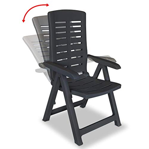 vidaXL Bistroset 3-TLG. Balkonset Balkonmöbel Gartenmöbel Gartengarnitur Gartenset Sitzgruppe Tisch 2 Stühle Klappstuhl Kunststoff Anthrazit – Bild 6