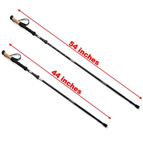 Cascade Mountain Tech Trekking Poles Carbon Fiber Folding Walking Sticks with Quick Adjustable