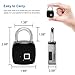 Fingerprint Lock, TONBUX Waterproof Anti-Theft Bluetooth Connection Padlock, Suitable for House Door, Suitcase, Backpack, Gym, Bike, Office, Suitable for Android/iOS, Support USB Charging (Black)