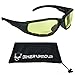 ANSI Z87.1 Yellow Lens Motorcycle Bifocal Sunglasses Foam Padded +2.00 for Men and Women. Free Microfiber Cleaning Case.