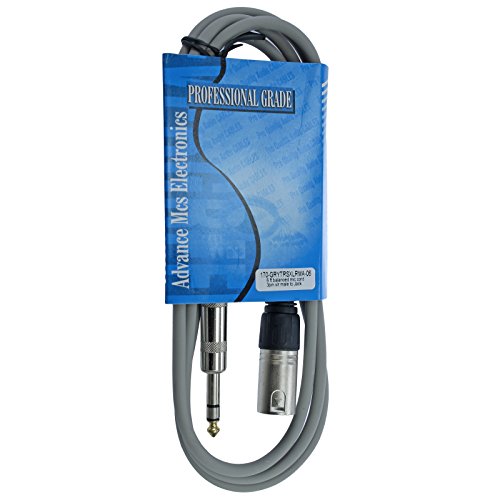 MCSPROAUDIO 1/4" TRS to XLR Male Pro Audio Patch Cable Balanced and Shielded (6 ft long, Gray)
