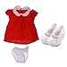 MonkeyJack Red One-piece Dress + Bowknot Shoes Clothes Fit for 17'' Zapf Baby Born Doll