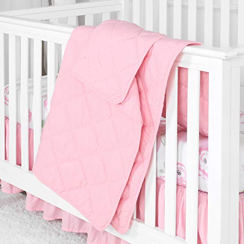 TILLYOU Ultra Soft Microfiber Toddler Quilt- Comfy Lightweight Baby Quilted Blanket for Girls - 39" x 47" Multi-Use Kids Comforter-Pink - Thumbnail 7