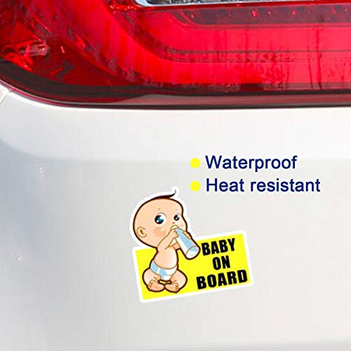 WENWELL 2PCS Baby on Board Car Sticker for Baby Safety, Baby Car Sign. Warning Sticker Window Magnet Sign Notice Board. Back Self-Adhesive Easy to Install - Thumbnail 2
