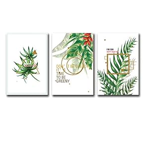 3 Panel Canvas Wall Art Quotes Green Plants Canvas Prints Painting Wall Decor for Living Room Wooden Framed Home Decorations - 16"x24" x 3 Panels