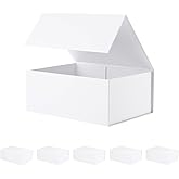 BLK&amp;WH 6 Gift Boxes 9x6.5x3.8 Inches, White Magnetic Gift Boxes with Lids | Bridesmaid Proposal Boxes, Collapsible Gift Boxes for Gift Packaging (Matte White)