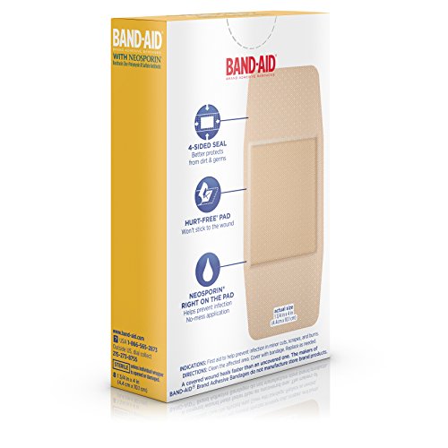 BandAid Brand Bandages with Neosporin Antibiotic Ointment, Extra Large