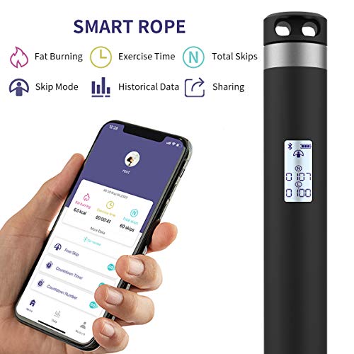Smart Jump Rope, Calorie Calculation, USB Rechargeable Skipping Rope for Sports Fitness Workout - Adjustable Jumping Rope for Men, Women and Kids