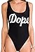Letter Print Condole Belt One-Piece U-neck Skinny Dacron Swimwear