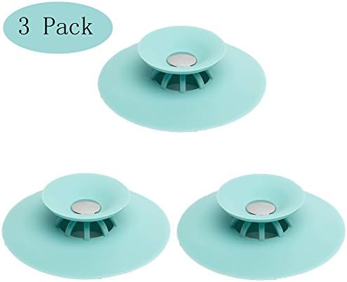Wtempo 3 Pack Silicone Tub Stopper Drain Plug for Kitchens, Bathrooms and Laundries,Deodorant Floor Drain 4 Inches (Blue)