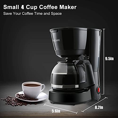 4Cup Coffee Maker, Small Drip Coffeemaker Compact Coffee Pot Brewer