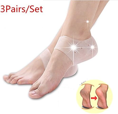 Plantar Fasciitis Inserts Heel Protectors, 3Pairs Silicone Gel Heel Cups for Bone Spur Reduce Pressure