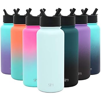 Simple Modern 32 oz Summit Kids Water Bottle with Straw Lid - Hydro Vacuum Insulated Tumbler Flask Double Wall Liter - 18/8 Stainless Steel -Seaside