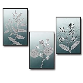 3 Piece Framed Canvas Wall Art for Living Room, Bedroom Leaf Theme Canvas Prints for Home Decoration Ready to Hang - 16"x24"x3 Panels