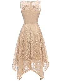 Gardenwed - Vestido de dama de honor de encaje floral, para boda, invitados, pañuelo, dobladillo, vestidos formales, vestidos de cóctel para mujer