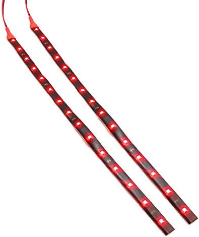 Alued® 2 pcs 60cm/24" 2ft Flexible LED Car Strips, 30 SMD Light, Waterproof, Cuttable (Pack of 2) (Red)