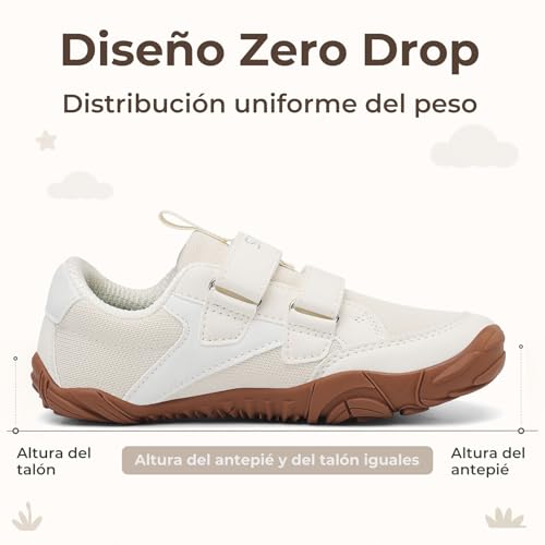 SAGUARO Kids Girl Boy Barefoot Sneakers Lightweight Soft Comfortable Barefoot Shoes Minimalist Trail Shoes for Sport and Daily Use,Beige,27EU