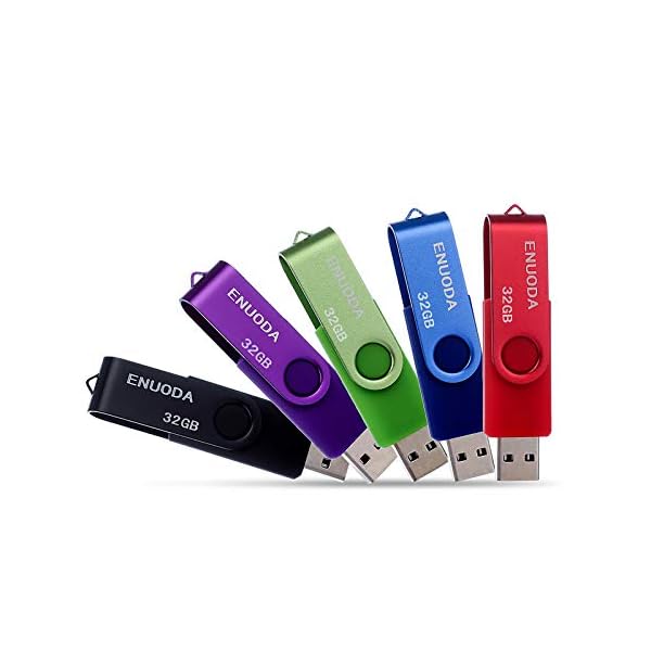 5 Stück 32GB USB Stick ENUODA Speicherstick Rotate Metall Mehrfarbig High Speed USB 2.0 Flash Drive Pack (Rot,Grün…
