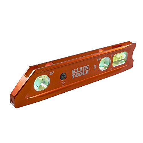Klein Tools 935RBLT Level, 9Inch Lighted Torpedo Level with 3