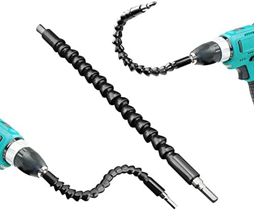 Hoohome Flexible Extention Screwdriver Drill Bit Holder with Stainless Steel Material and Magnetic Quick Connect Drive Shaft Tip-12inches and Both Ends hexagon Size of 6.35mm (1/4)