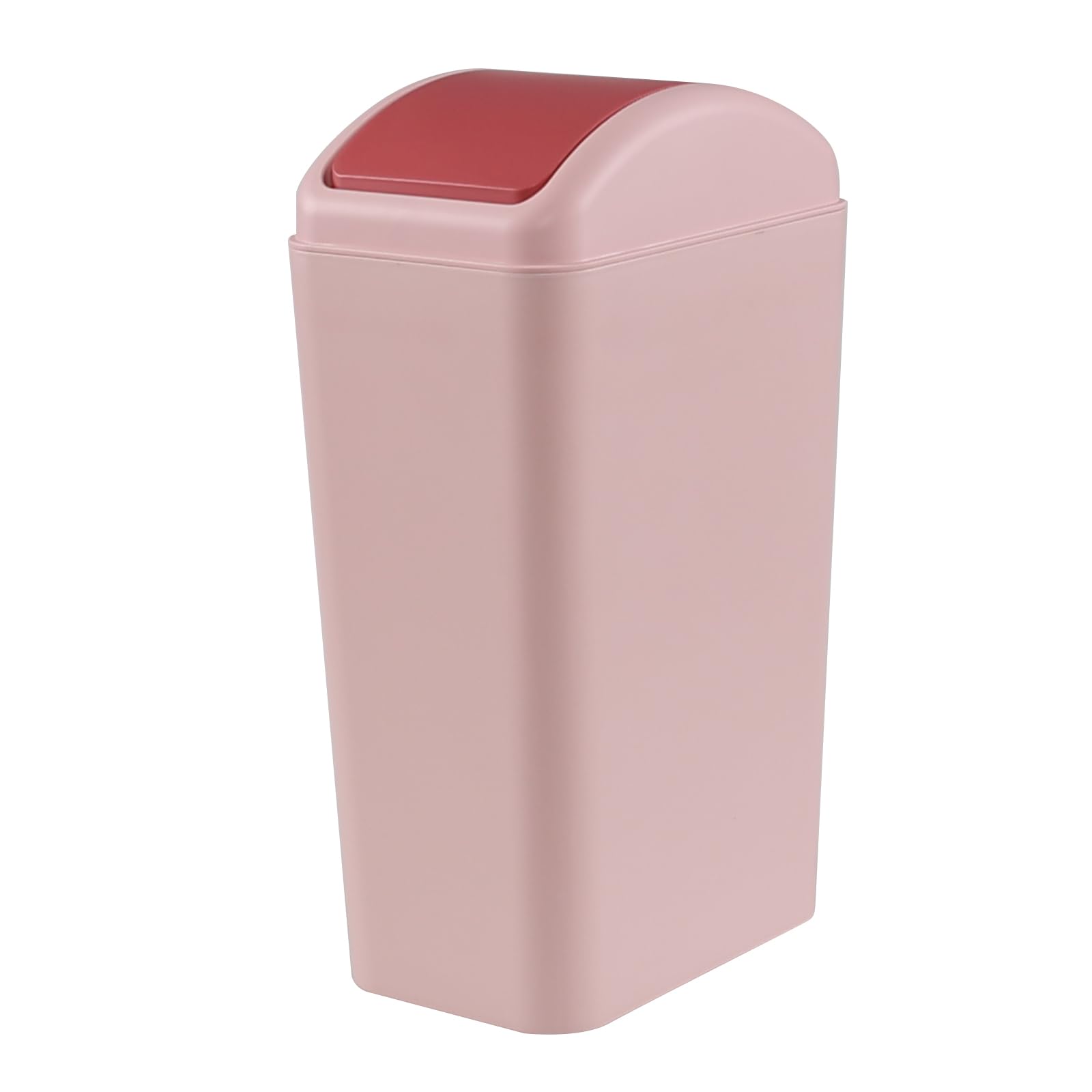 Dehouse 12 L Trash Bin with Swing-top Lid, Plastic Small Swing Top Bin, Pink, F