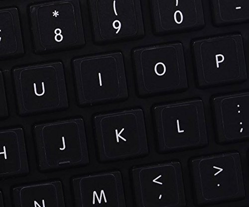 APPLE ENGLISH NON-TRANSPARENT KEYBOARD LABELS LAYOUT BLACK OR WHITE BACKGROUND FOR DESKTOP, LAPTOP AND NOTEBOOK (CG) (Black Background)