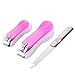 3 in 1 Nail Clipper Set with Nail Catcher, Stainless Steel Fingernail and Toenail Clippers with Durable Double Sided Nail File and Storage Bag