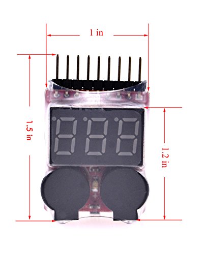 Readytosky 4 pcs 2 in 1 RC 1-8s Lipo/Li-ion/LiMn/Li-Fe Battery Checker with Low Voltage Buzzer Alarm and LED Indicator gift
