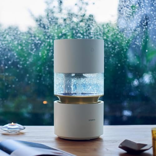 smartmi Evaporative Humidifier Rainforest, 3L Cool No Mist Humidifiers for Bedroom, Visible Raindrops, Top-fill, Air Humidifiers for Baby, Self-Cleani