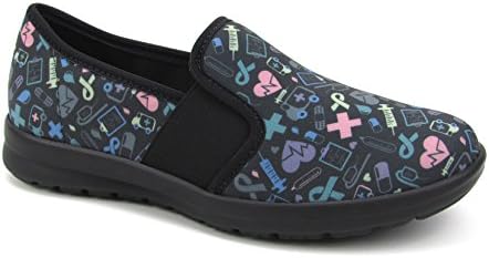 Women's Cute Memory Foam Nursing Shoes Flats Elastic Goring - Printed - Florence Sunny