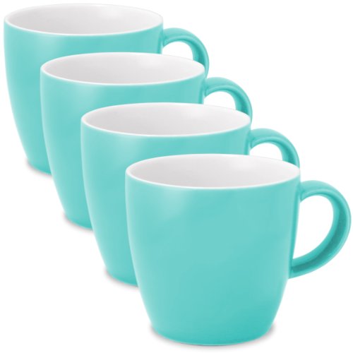 FORLIFE Uni Tea/Coffee Cup with Handle (Set of 4), 11 oz., Turquoise - Thumbnail 3