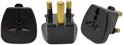 YuaDon SANS Universal UK EU US AU Socket to 3-Pin Prong for South Africa India Nepal Bhutan Travel Adapter Black Plug Jack, Pack of 3 BS546