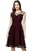 Miusol Women's Retro Floral Lace Slim Evening Cocktail Party Dress (Medium, Wine)