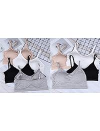 Omigga 4 Pack Mini Camisole Bra for Women Wireless Seamless Padded with Elastic Straps Sports Bra Sleep Bra, 4 Colors