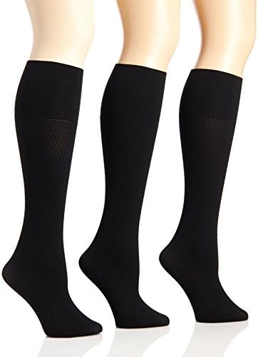 Women's Queen Microfiber Opaque Links Patterned Trouser Knee High Socks - 3 Pack