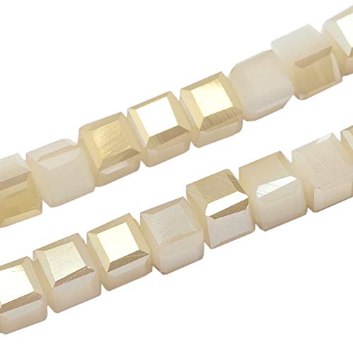 Perlin 50 x Glass Beads Crystal Beads 2 x 2 mm Cube Shape Choice of Colours: Gold, Silver, White Opal AB