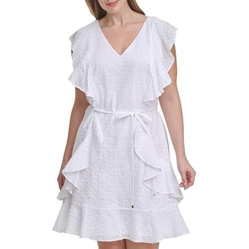 TOMMY HILFIGER WOMEN’S DRESS PLUS SIZE,WHITE,16W