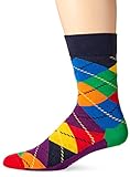 Happy Socks Men's 1 Pack Unisex Combed Cotton Crew Argyle, Bright Combo, 10-13