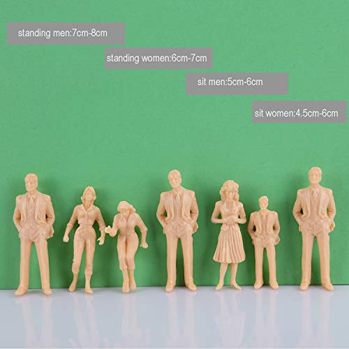 Fashionclubs 50pcs Model Train People Figures Architectural 1:25 G Scale Unpainted Model People Seated and Standing Miniature People Passengers for Miniature Scenes Model Railway Railroad Layout - Thumbnail 3